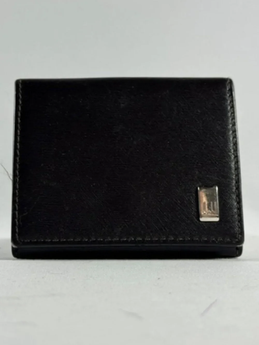 VINTAGE DUNHILL Black Compact Folding Coin Wallet / Card Case Combo, Authentic